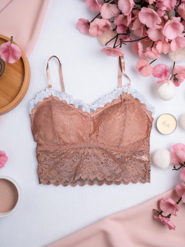 Blush Pink & White Dual-Tone Lace Bralette