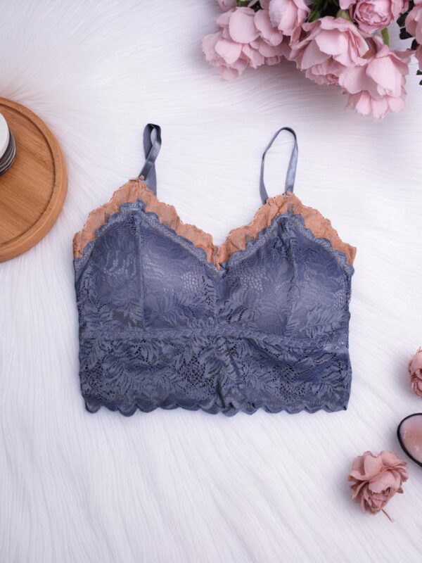 Smokey Blue & Bisque Dual-Tone Lace Bralette