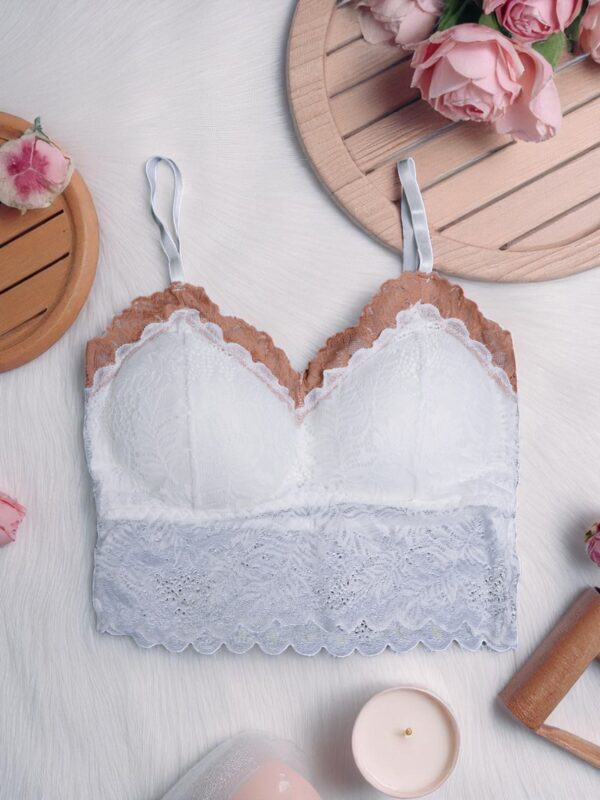 White & Beige Dual-Tone Lace Bralette