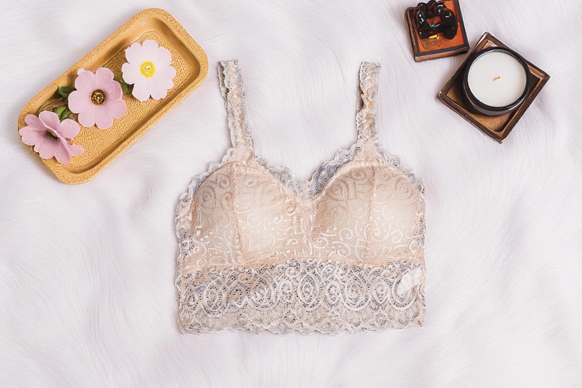 Beige Lace Comfort Bralette - Image 2