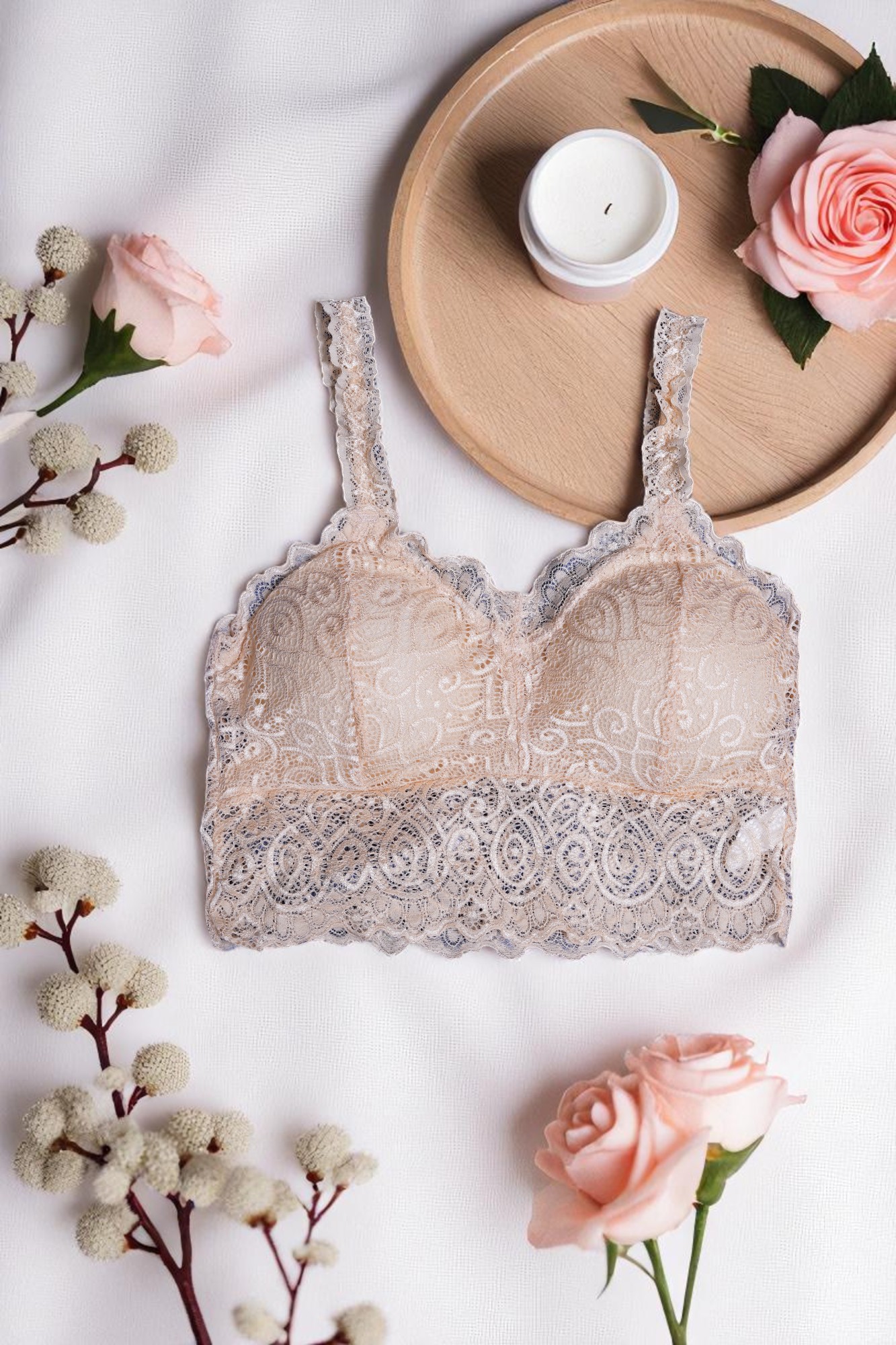 Beige Lace Comfort Bralette