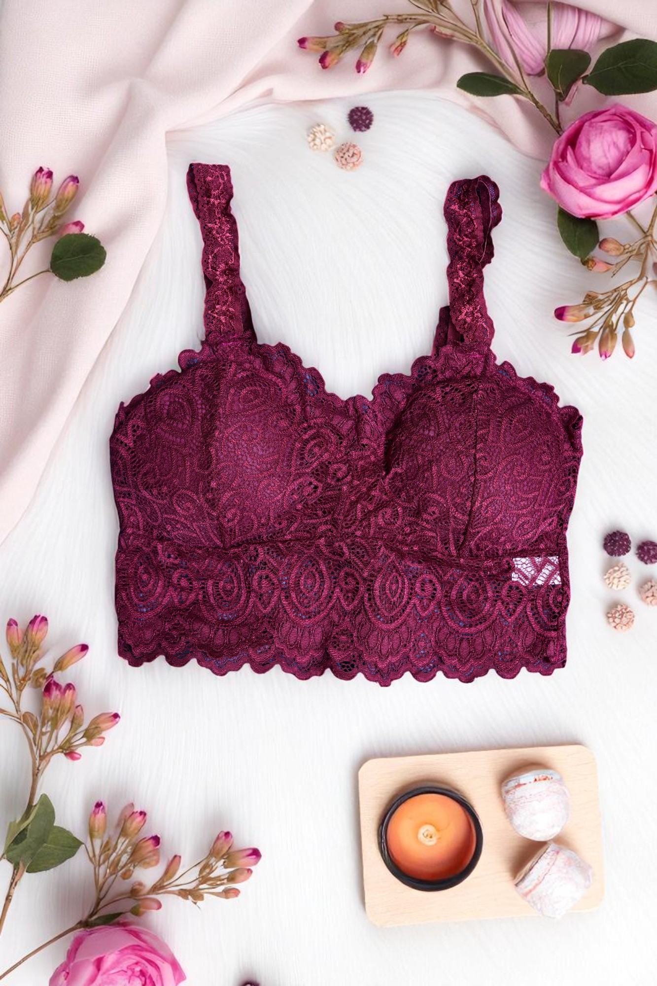Burgundy Lace Comfort Bralette