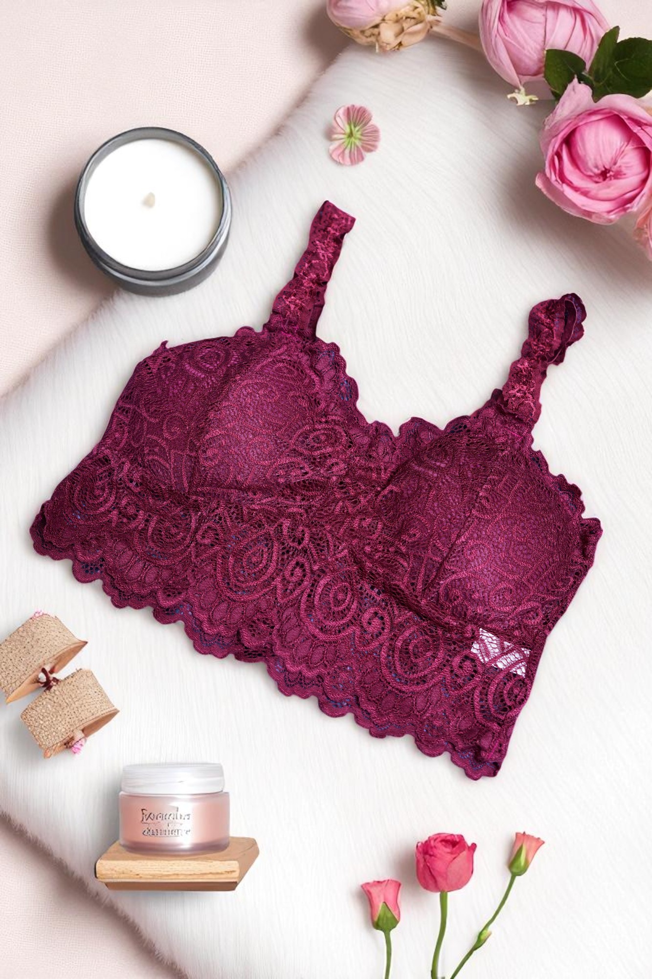 Burgundy Lace Comfort Bralette - Image 4