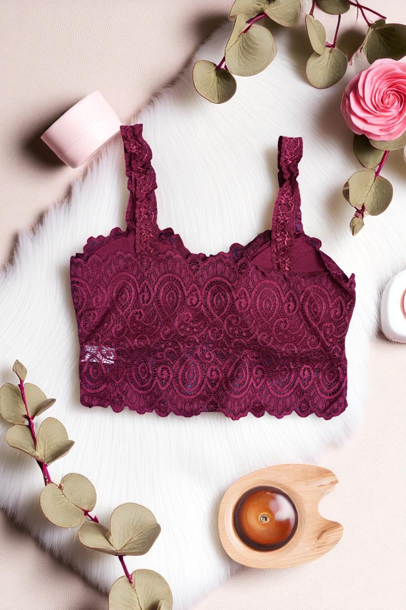 Burgundy Lace Comfort Bralette - Image 5