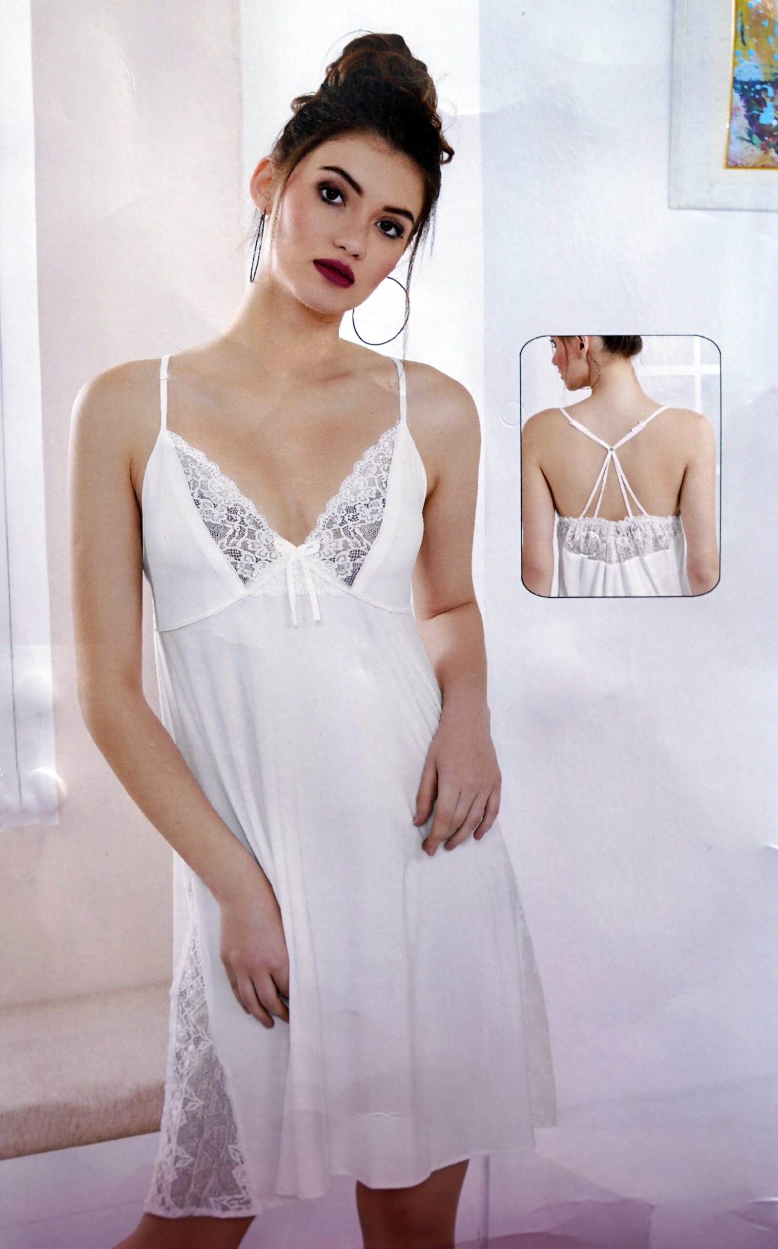 Soft White Lace-Trimmed Babydoll & Thong Lingerie Set