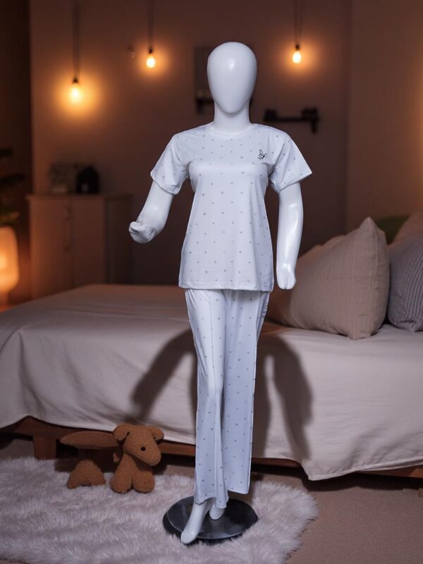 White & Grey Dotted Comfort Pajama Set