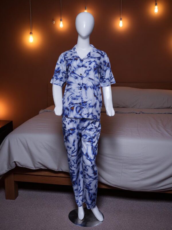 Artistic Blue & White Tie-Dye Pajama Set