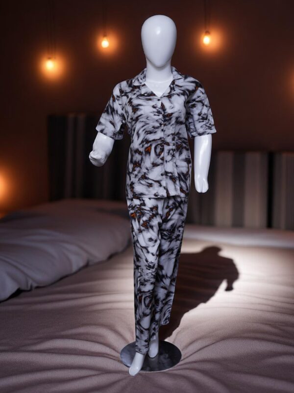 Abstract Marble Print Button-Up Pajama Set