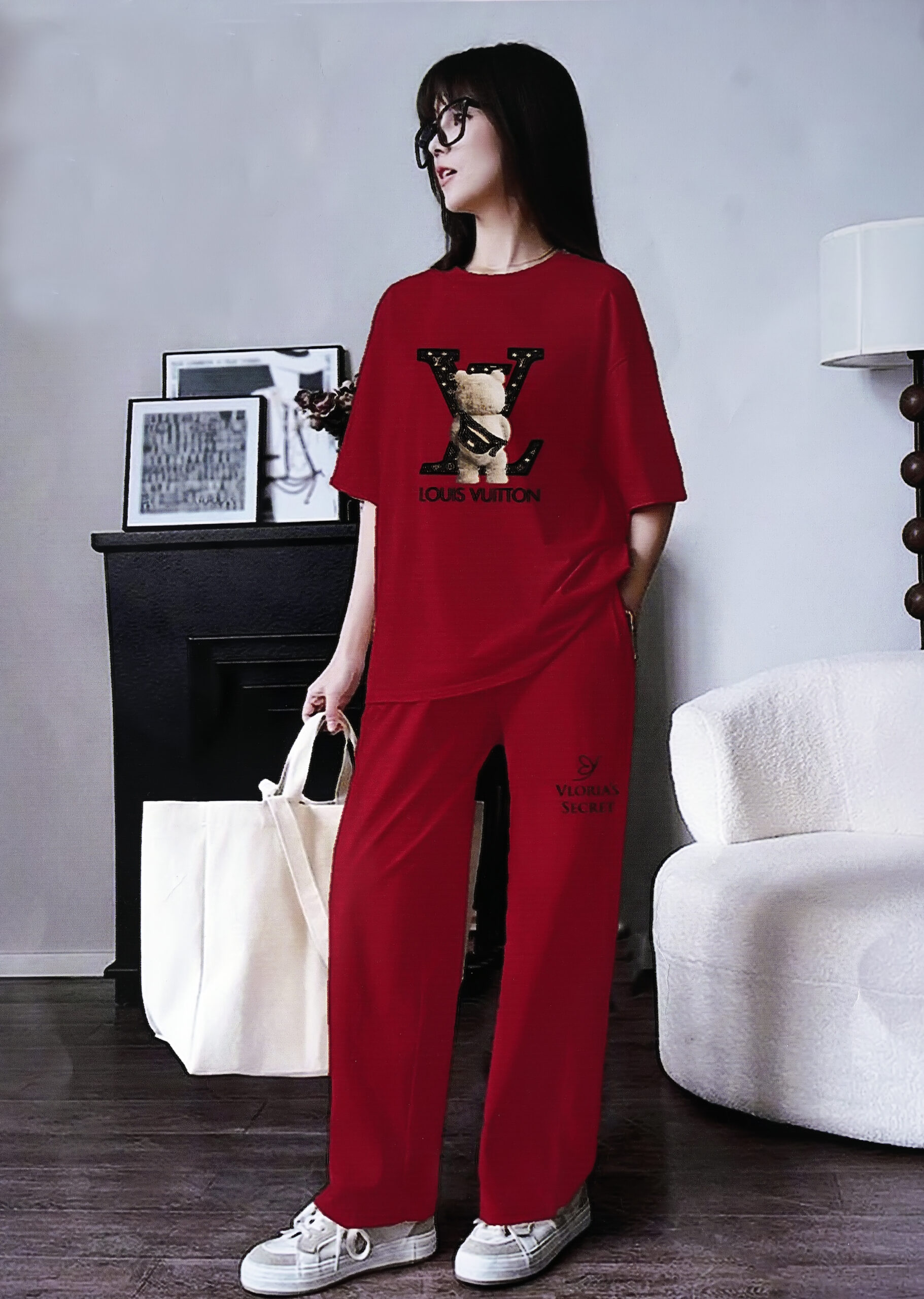 Bold Red "LV Bear" Comfort Pajama Set
