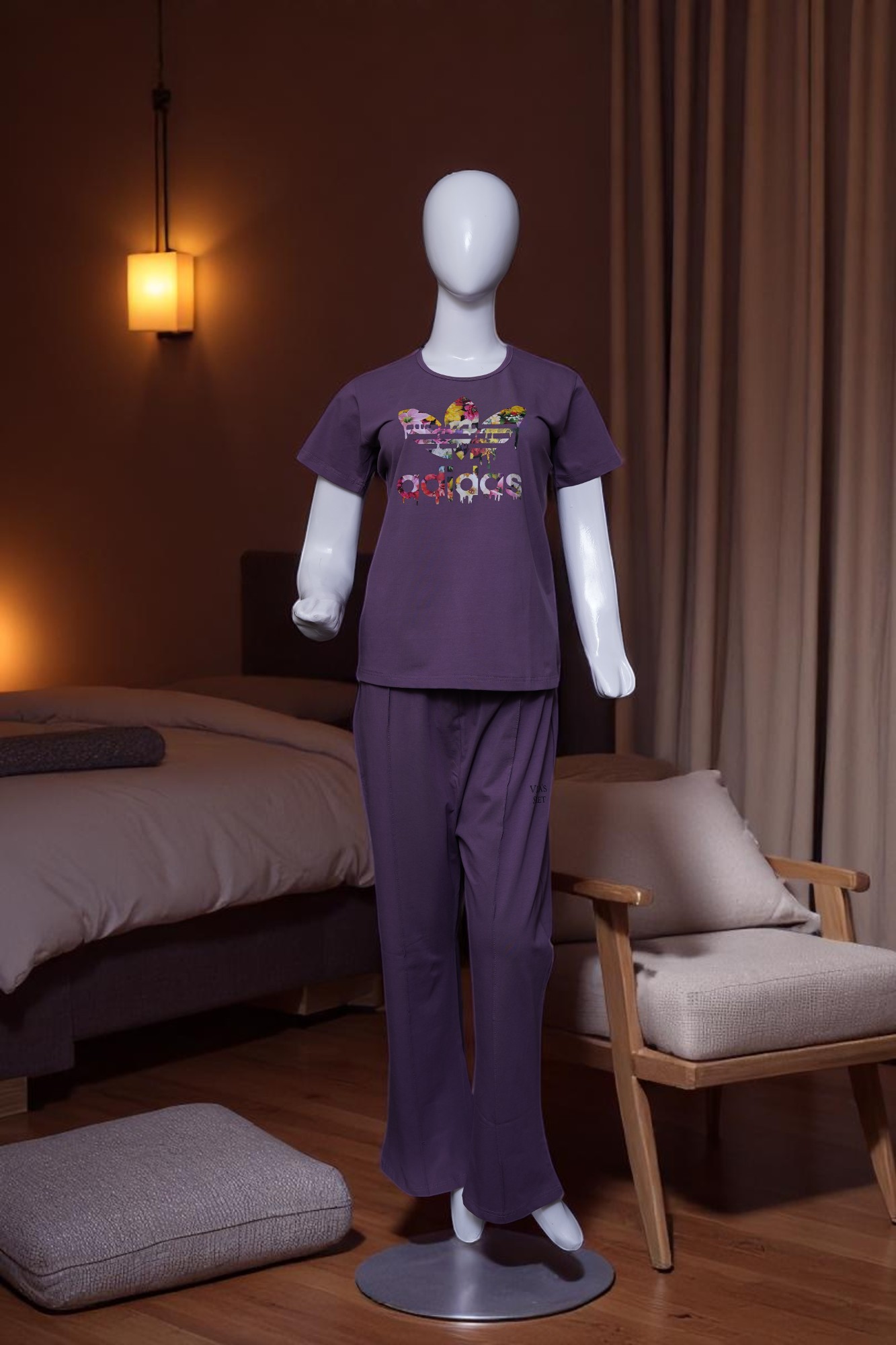 Playful Purple "Splash Trefoil" Comfort Pajama Set - Image 3