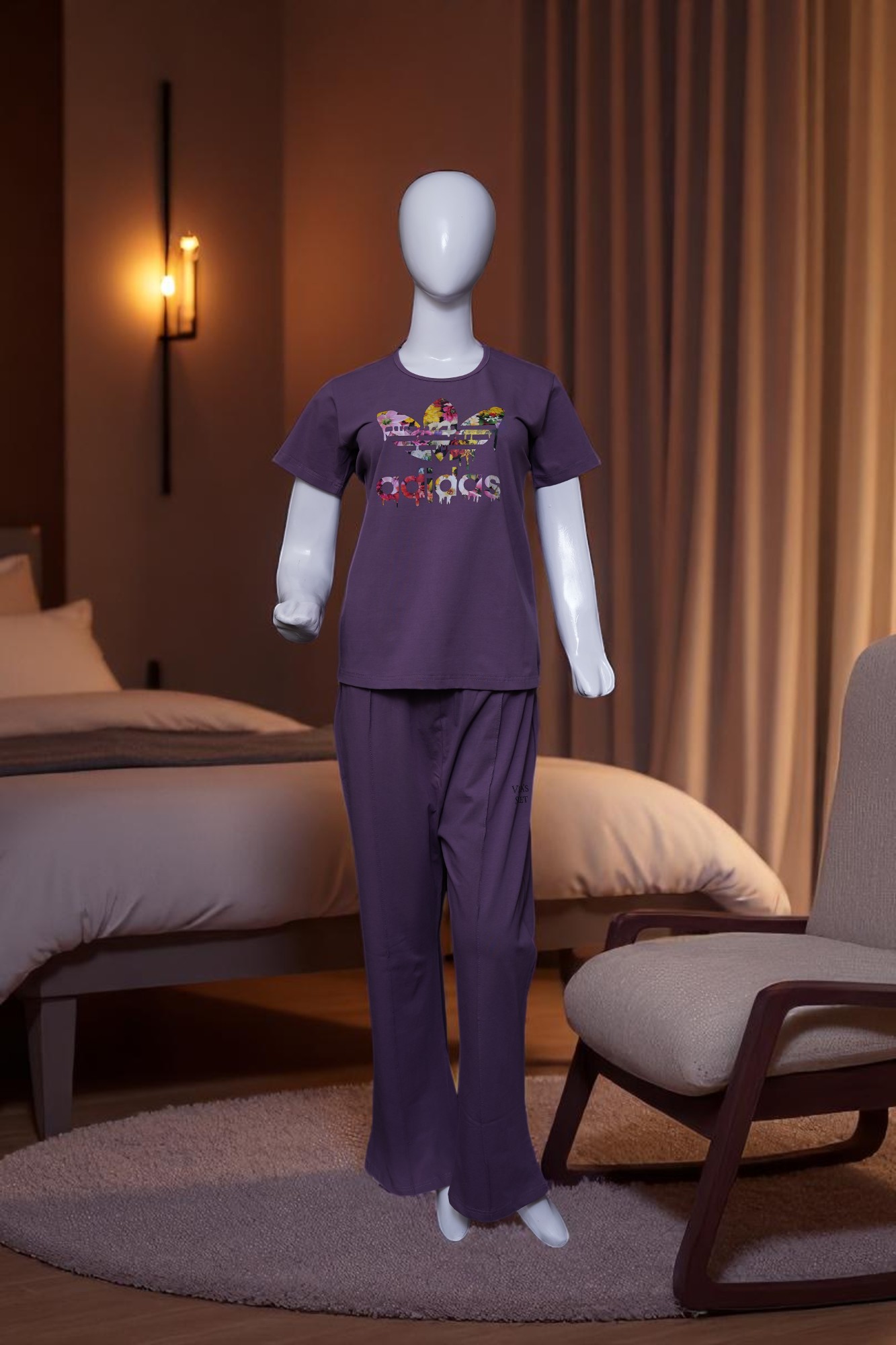 Playful Purple "Splash Trefoil" Comfort Pajama Set - Image 2