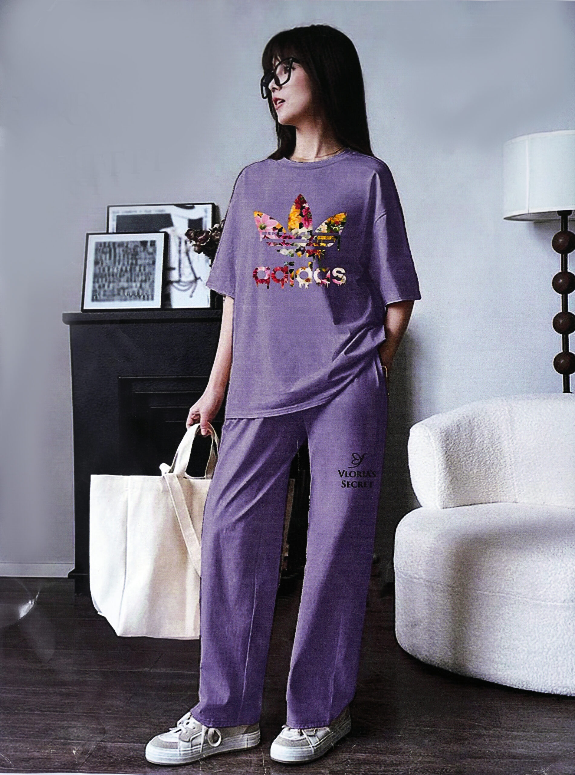 Playful Purple "Splash Trefoil" Comfort Pajama Set