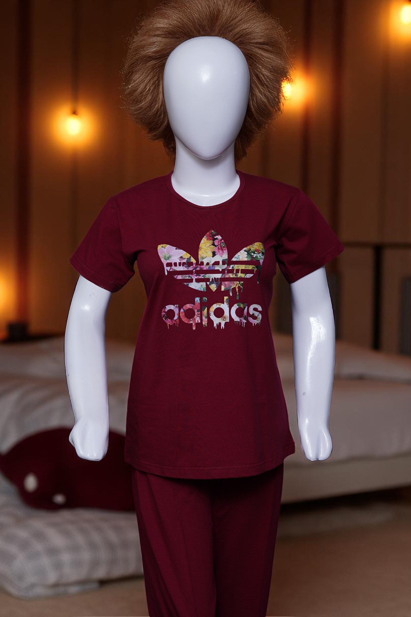 Bold Burgundy "Splash Trefoil" Comfort Pajama Set - Image 2