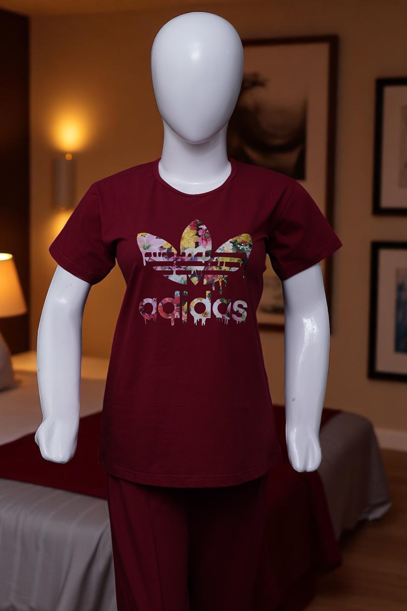 Bold Burgundy "Splash Trefoil" Comfort Pajama Set - Image 4