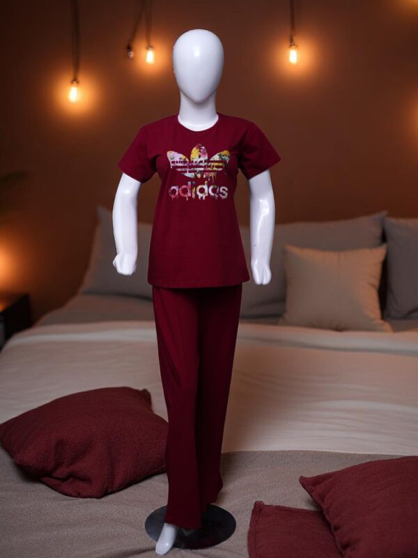 Bold Burgundy "Splash Trefoil" Comfort Pajama Set