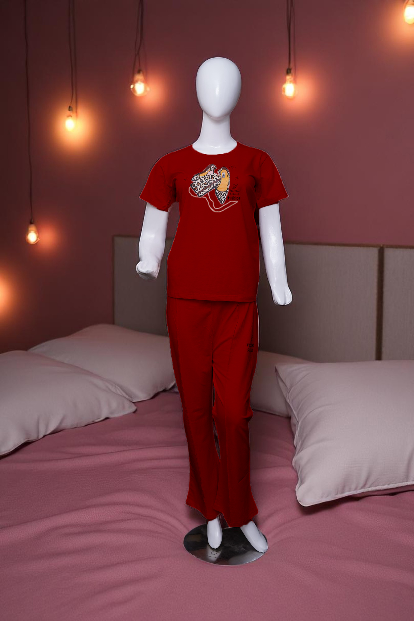 Bold Red "Fashion Heels" Comfort Pajama Set - Image 2
