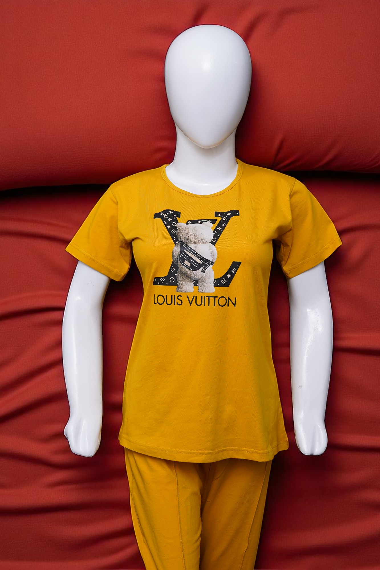 Sunny Yellow "LV Bear" Comfort Pajama Set - Image 3