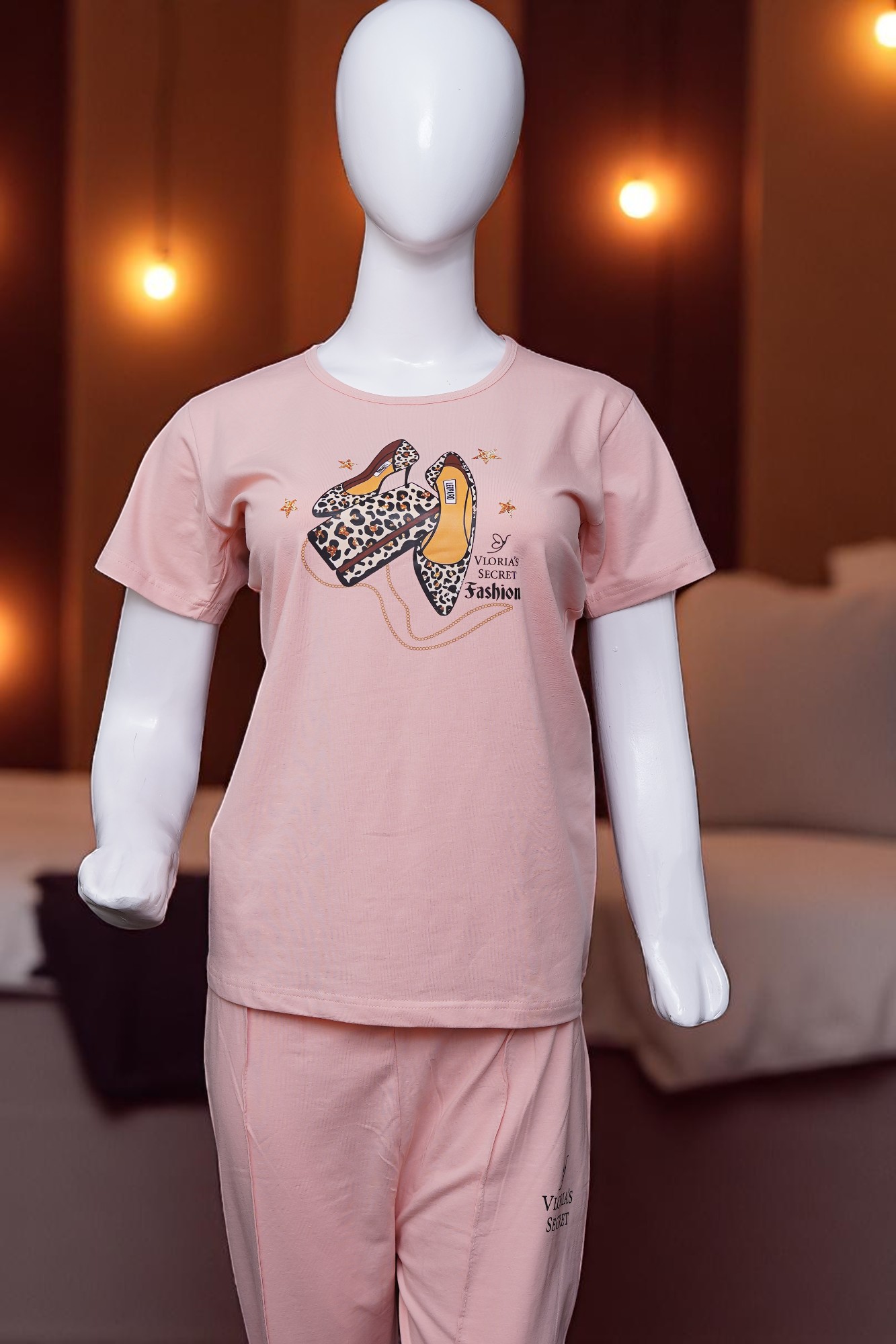 Chic Pink "Fashion Heels" Comfort Pajama Set - Image 4