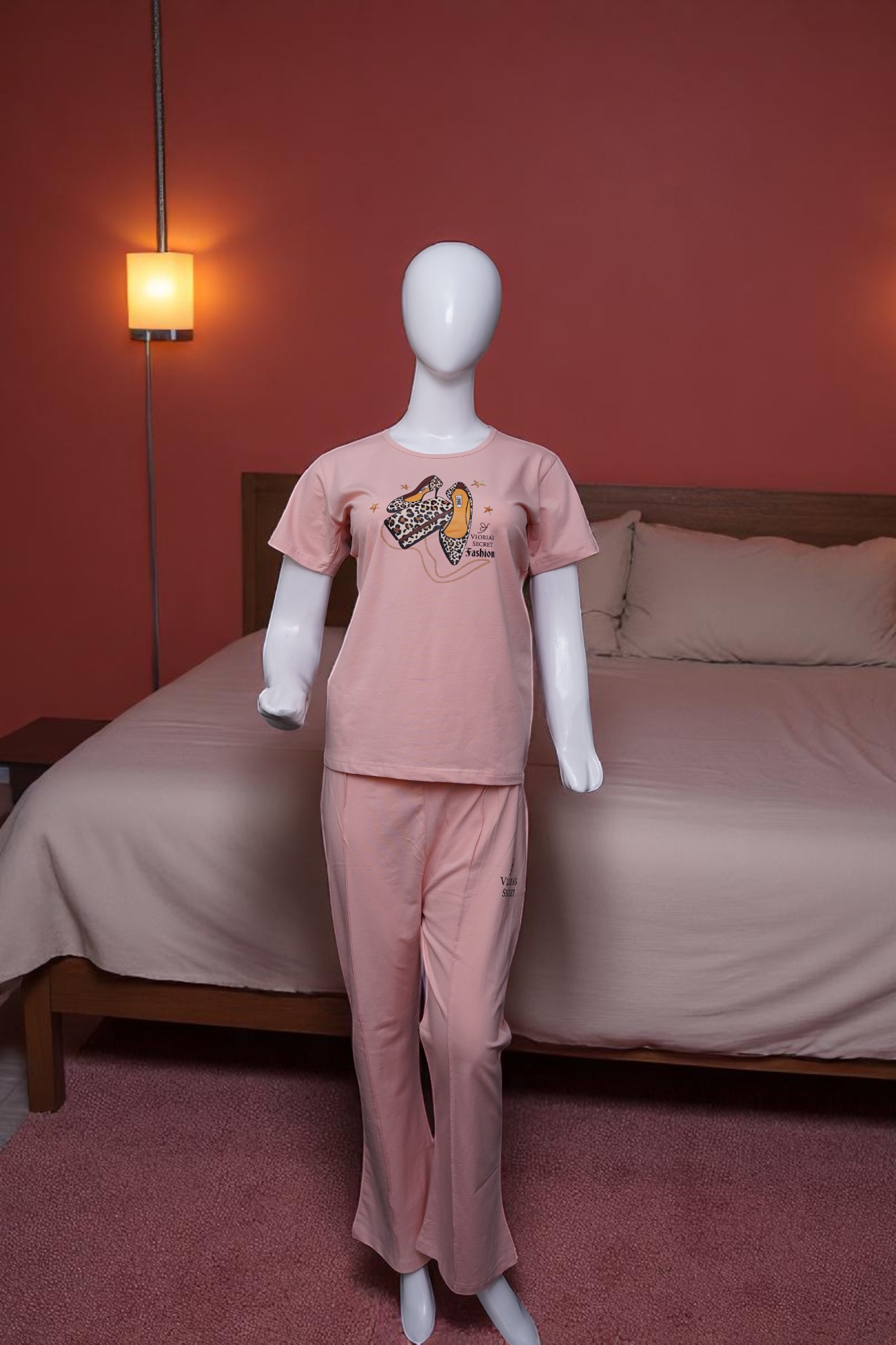 Chic Pink "Fashion Heels" Comfort Pajama Set - Image 3